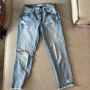 Classic rise medium washed distressed jeans